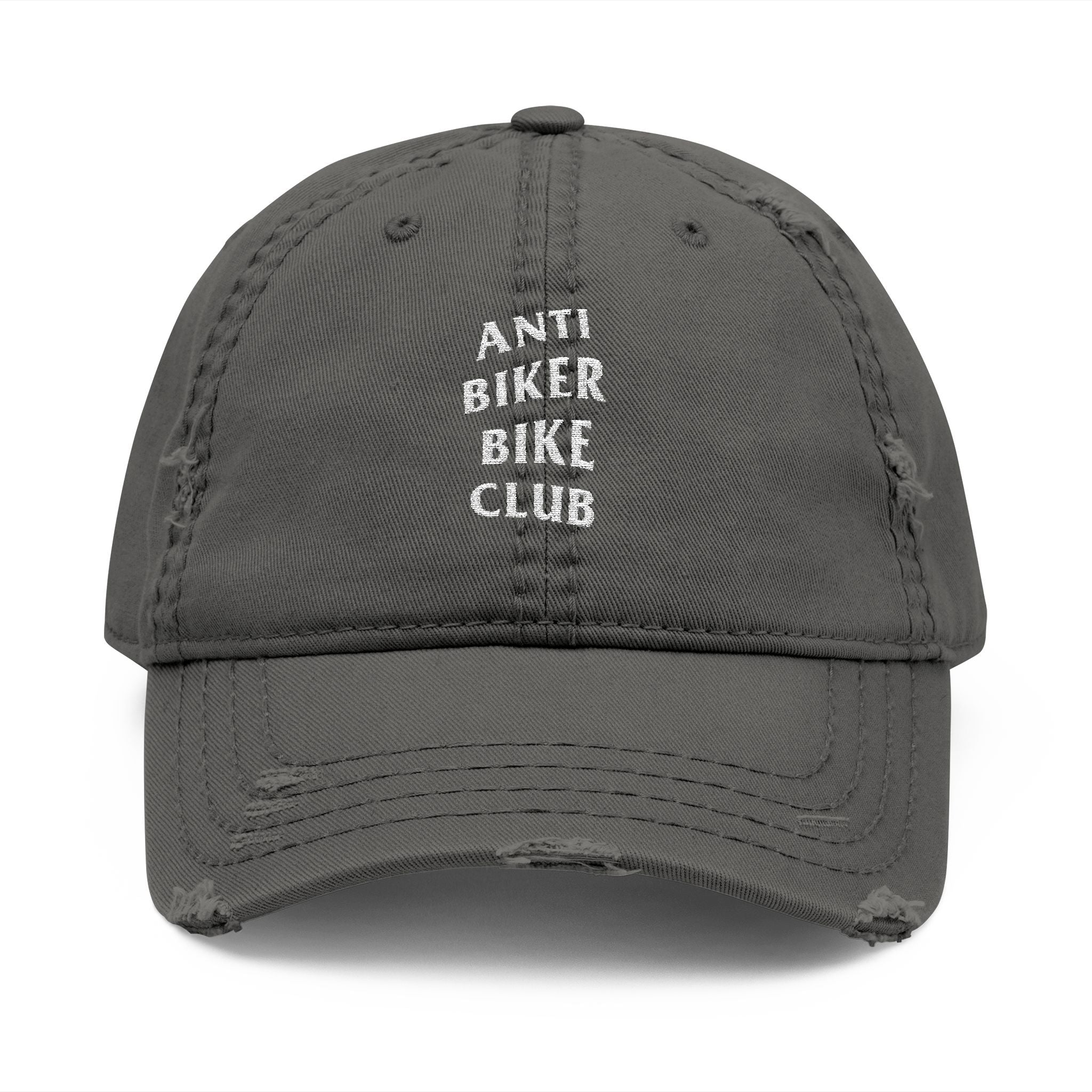 Anti Biker Bike Club Distressed Dad Hat — Embroidered Vintage Baseball Cap